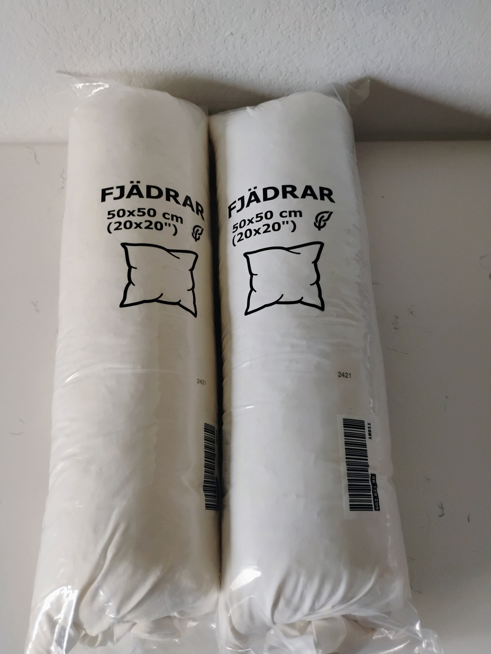 IKEA FJÄDRAR White Pillow Inserts - Pair